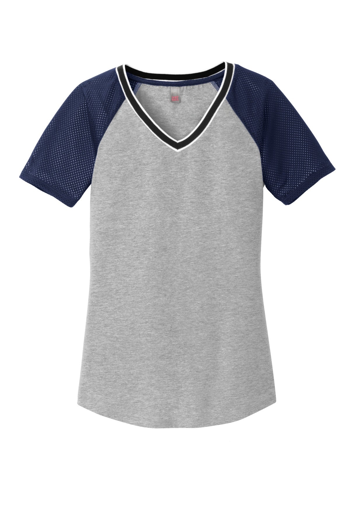 District Juniors Mesh Sleeve V-Neck Tee. DT276 District