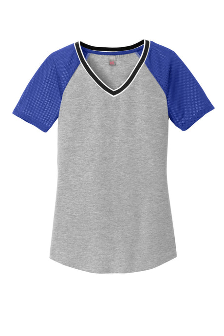 District Juniors Mesh Sleeve V-Neck Tee. DT276 District