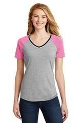 District Juniors Mesh Sleeve V-Neck Tee. DT276 District