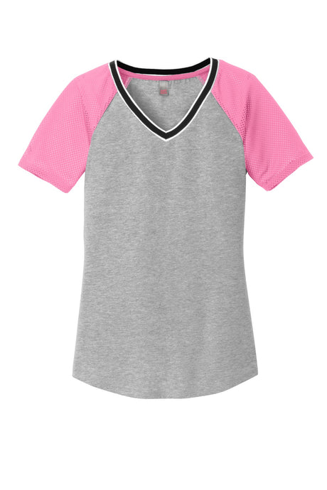 District Juniors Mesh Sleeve V-Neck Tee. DT276 District
