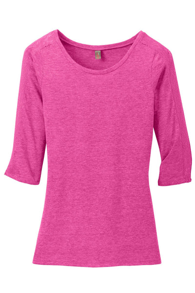 District Made Ladies Tri-Blend Lace 3/4-Sleeve Tee. DM444