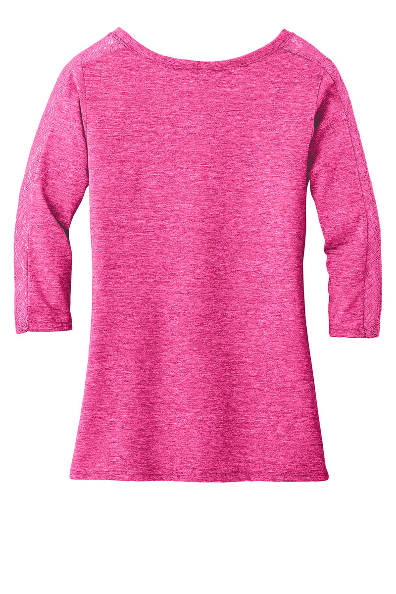District Made Ladies Tri-Blend Lace 3/4-Sleeve Tee. DM444