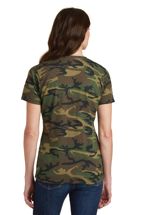 Port & Company Ladies Core Cotton Camo V-Neck Tee. LPC54VC Port & Company