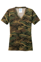 Port & Company Ladies Core Cotton Camo V-Neck Tee. LPC54VC Port & Company