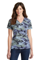 Port & Company Ladies Core Cotton Camo V-Neck Tee. LPC54VC Port & Company