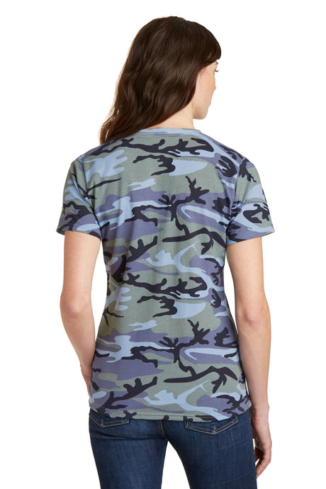 Port & Company Ladies Core Cotton Camo V-Neck Tee. LPC54VC Port & Company