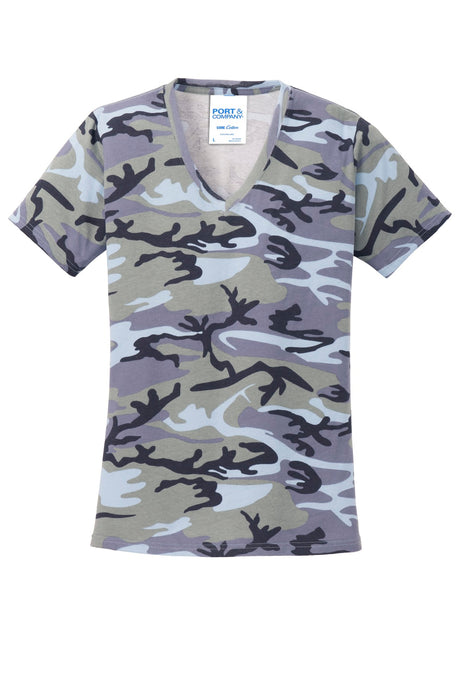 Port & Company Ladies Core Cotton Camo V-Neck Tee. LPC54VC Port & Company