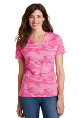 Port & Company Ladies Core Cotton Camo V-Neck Tee. LPC54VC Port & Company