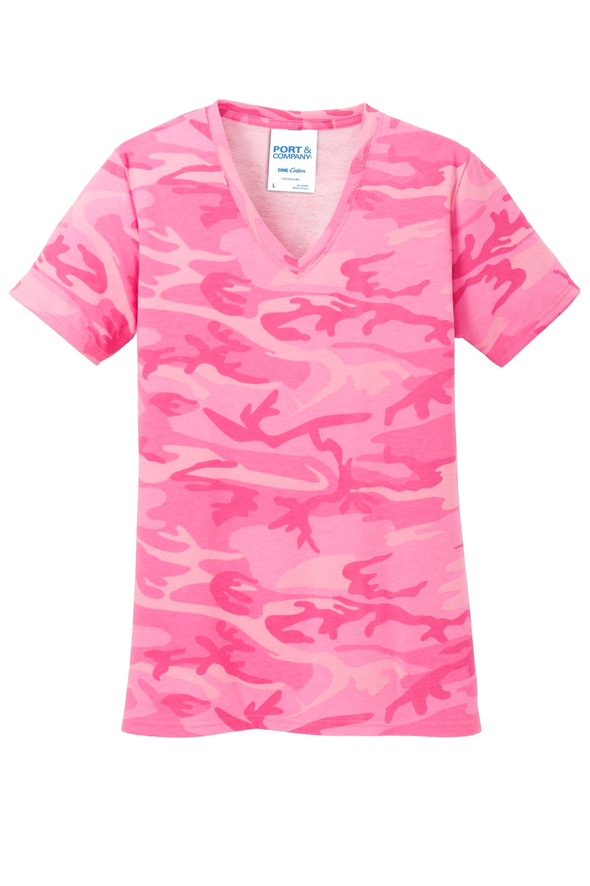 Port & Company Ladies Core Cotton Camo V-Neck Tee. LPC54VC Port & Company