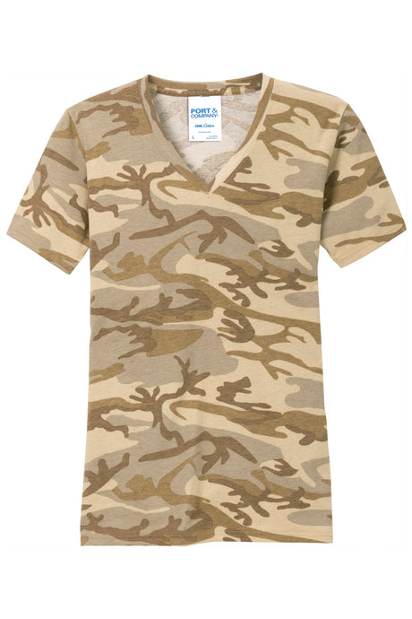 Port & Company Ladies Core Cotton Camo V-Neck Tee. LPC54VC Port & Company