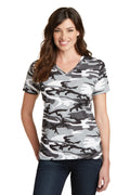 Port & Company Ladies Core Cotton Camo V-Neck Tee. LPC54VC Port & Company