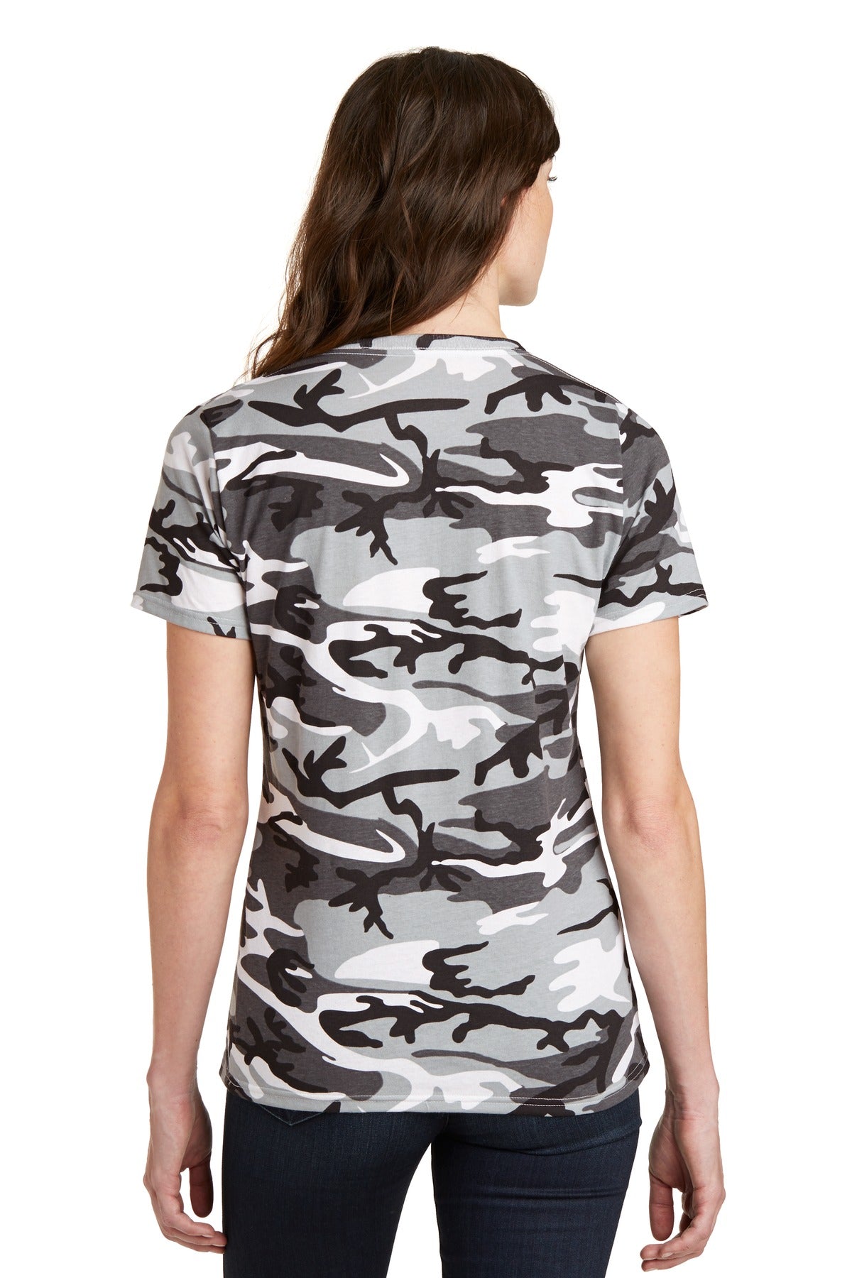 Port & Company Ladies Core Cotton Camo V-Neck Tee. LPC54VC Port & Company
