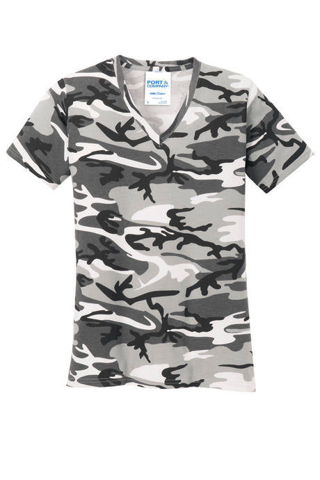 Port & Company Ladies Core Cotton Camo V-Neck Tee. LPC54VC Port & Company