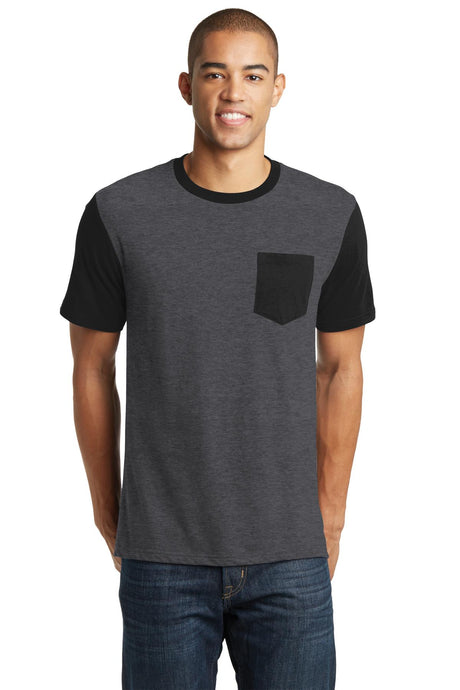 District Juniors Very Important Tee with Contrast Sleeves and Pocket. DT6000 District
