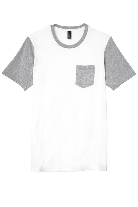 District Juniors Very Important Tee with Contrast Sleeves and Pocket. DT6000 District