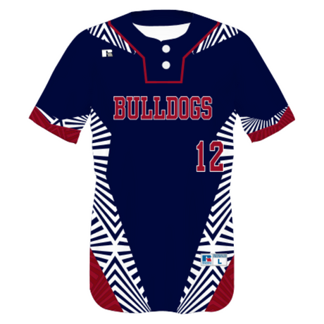 Russell Sublimated Two-Button Performance Mesh Baseball Jersey Team Baseball Jerseys