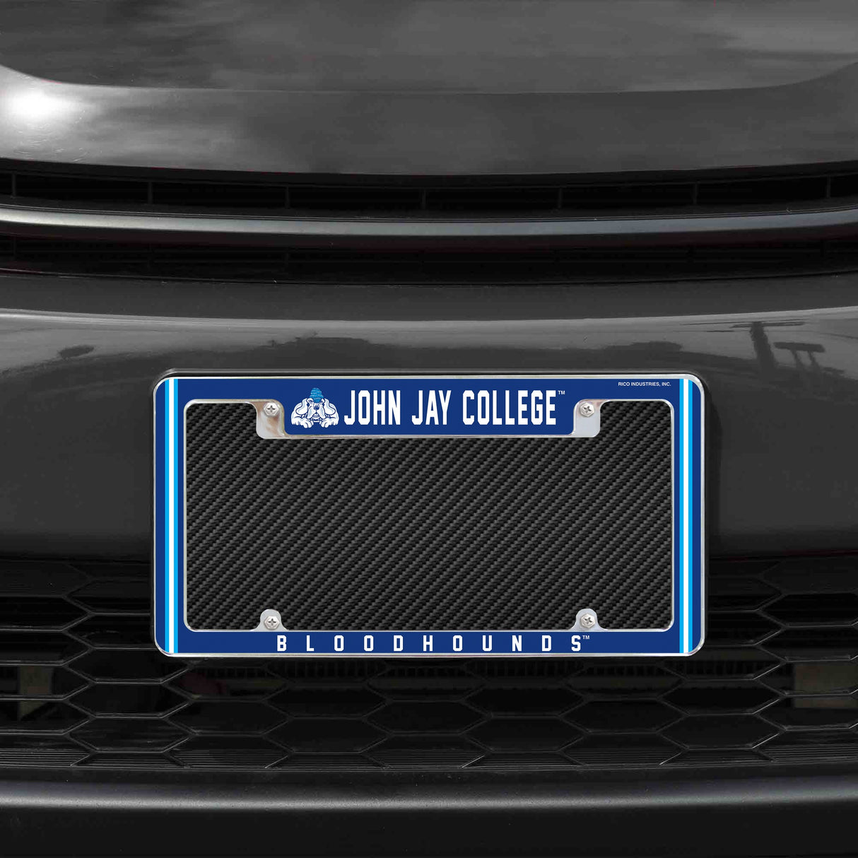 Rico Industries NCAA John Jay Bloodhounds 12" x 6" Chrome License Plate Frame-1