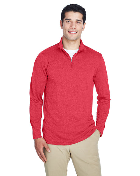 UltraClub Men's Cool & Dry Heathered Performance Quarter-Zip UltraClub