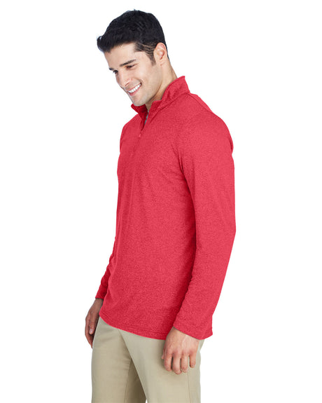 UltraClub Men's Cool & Dry Heathered Performance Quarter-Zip UltraClub