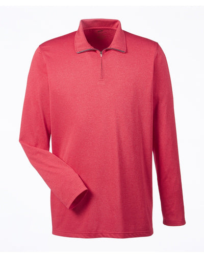 UltraClub Men's Cool & Dry Heathered Performance Quarter-Zip