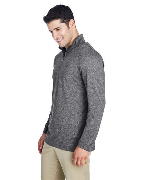 UltraClub Men's Cool & Dry Heathered Performance Quarter-Zip UltraClub