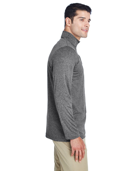 UltraClub Men's Cool & Dry Heathered Performance Quarter-Zip UltraClub