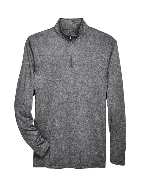 UltraClub Men's Cool & Dry Heathered Performance Quarter-Zip UltraClub