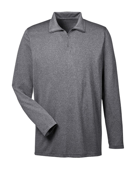 UltraClub Men's Cool & Dry Heathered Performance Quarter-Zip UltraClub