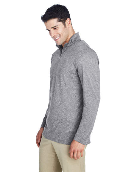 UltraClub Men's Cool & Dry Heathered Performance Quarter-Zip UltraClub
