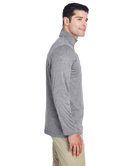 UltraClub Men's Cool & Dry Heathered Performance Quarter-Zip UltraClub