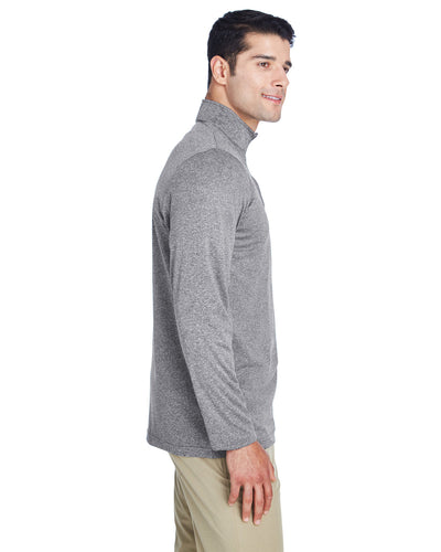 UltraClub Men's Cool & Dry Heathered Performance Quarter-Zip