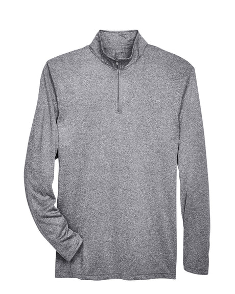 UltraClub Men's Cool & Dry Heathered Performance Quarter-Zip UltraClub