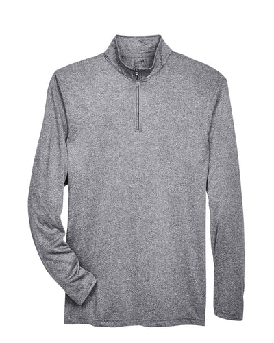 UltraClub Men's Cool & Dry Heathered Performance Quarter-Zip