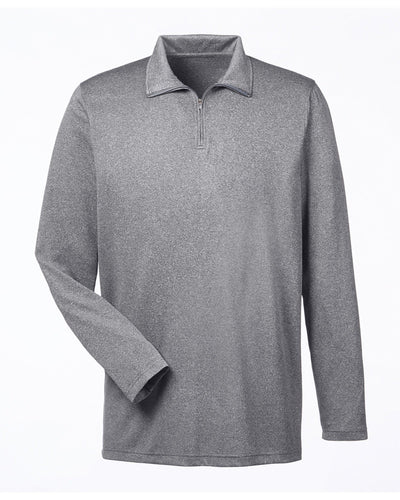 UltraClub Men's Cool & Dry Heathered Performance Quarter-Zip