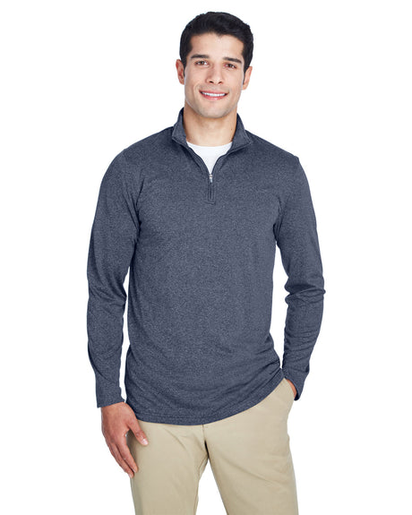 UltraClub Men's Cool & Dry Heathered Performance Quarter-Zip UltraClub