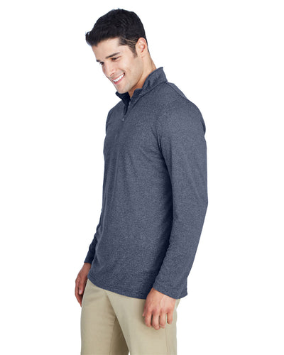 UltraClub Men's Cool & Dry Heathered Performance Quarter-Zip