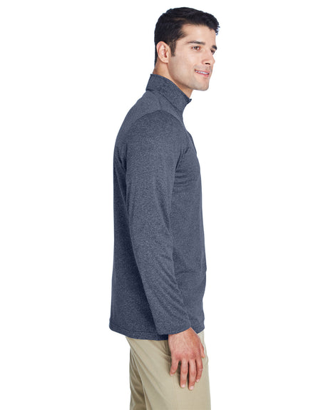 UltraClub Men's Cool & Dry Heathered Performance Quarter-Zip UltraClub
