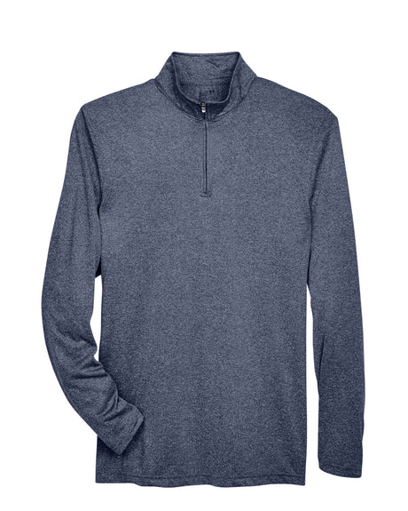 UltraClub Men's Cool & Dry Heathered Performance Quarter-Zip UltraClub