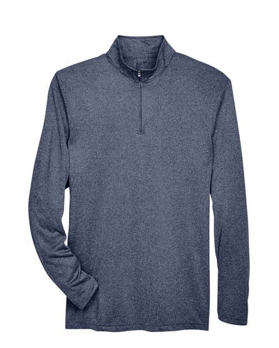 UltraClub Men's Cool & Dry Heathered Performance Quarter-Zip
