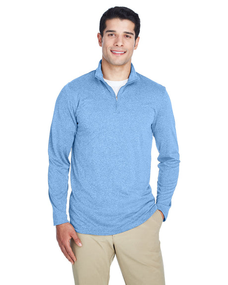 UltraClub Men's Cool & Dry Heathered Performance Quarter-Zip UltraClub