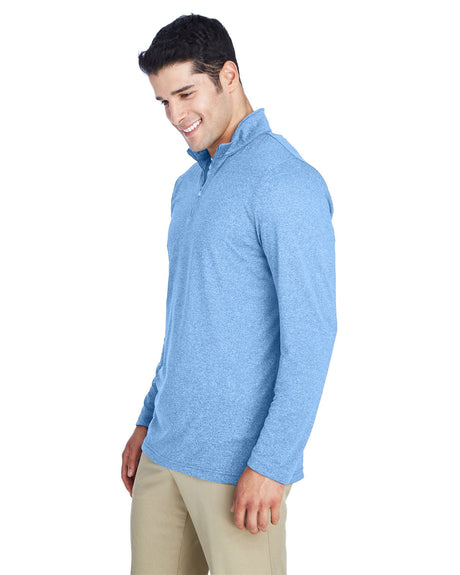 UltraClub Men's Cool & Dry Heathered Performance Quarter-Zip UltraClub