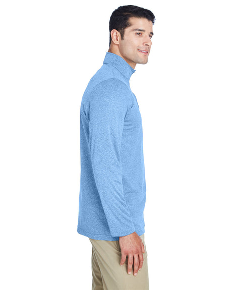 UltraClub Men's Cool & Dry Heathered Performance Quarter-Zip UltraClub