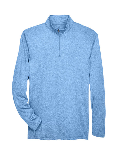 UltraClub Men's Cool & Dry Heathered Performance Quarter-Zip
