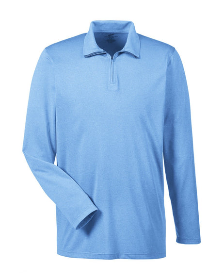 UltraClub Men's Cool & Dry Heathered Performance Quarter-Zip UltraClub