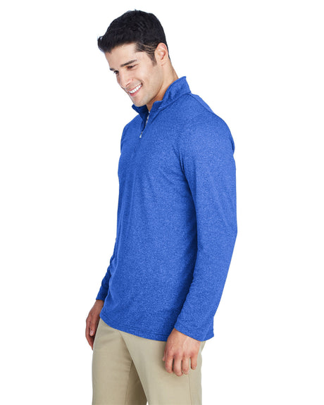 UltraClub Men's Cool & Dry Heathered Performance Quarter-Zip UltraClub