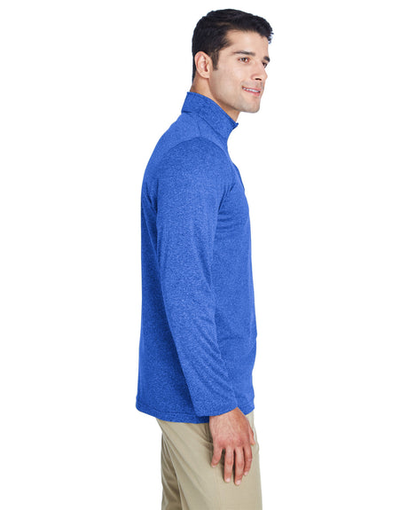UltraClub Men's Cool & Dry Heathered Performance Quarter-Zip UltraClub