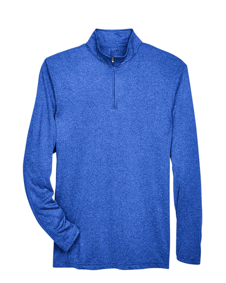 UltraClub Men's Cool & Dry Heathered Performance Quarter-Zip UltraClub