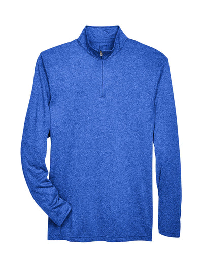 UltraClub Men's Cool & Dry Heathered Performance Quarter-Zip