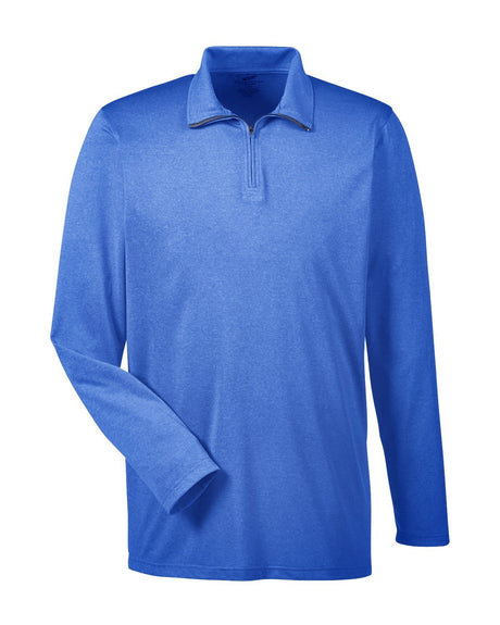 UltraClub Men's Cool & Dry Heathered Performance Quarter-Zip UltraClub