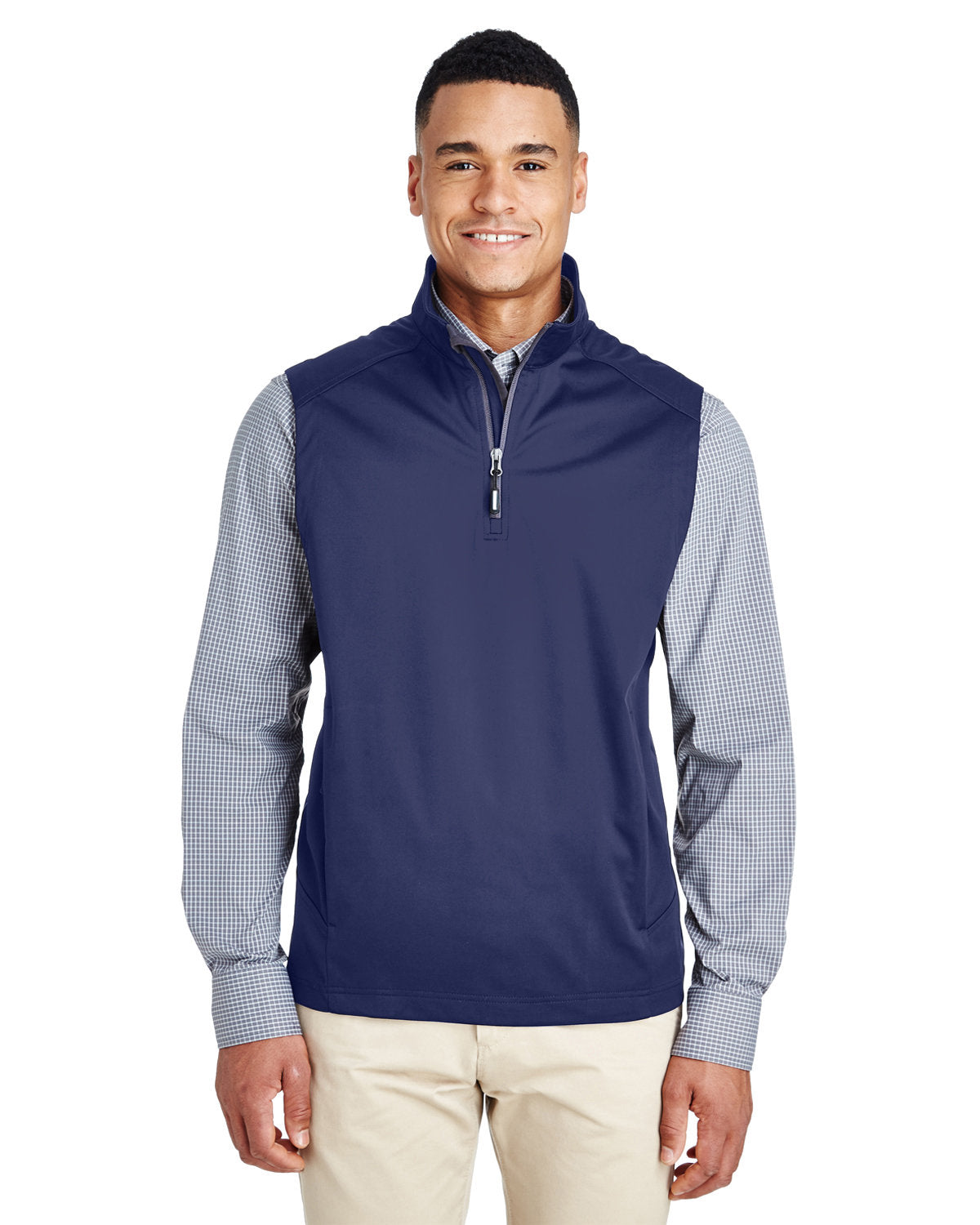 CORE365 Men's Techno Lite Three-Layer Knit Tech-Shell Quarter-Zip Vest CORE365